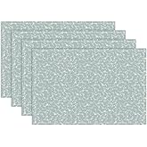 Blue Placemats Set of 4, Flower Table Mat for Home Kitchen, Restaurants, Outdoor Linen Washable Place Mats 12x18 inch Party Event Dining Decoration-13