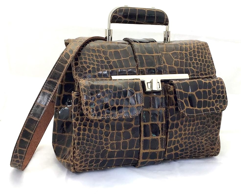brown croc handbag