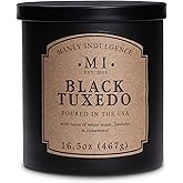 Manly Indulgence Black Tuxedo Jar Candle 16.5 oz - White Musk, Lavender, Cedarwood, Jasmine & Earthy Orris - Up to 60 Hour Burn - Soy Blend Wax, USA Poured
