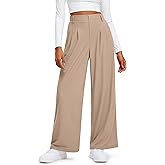 Libin Women's Wide Leg Pants 27"/29" High Waisted Waffle Knit Casual Slacks Work Pants Business Palazzo Trousers with Pockets