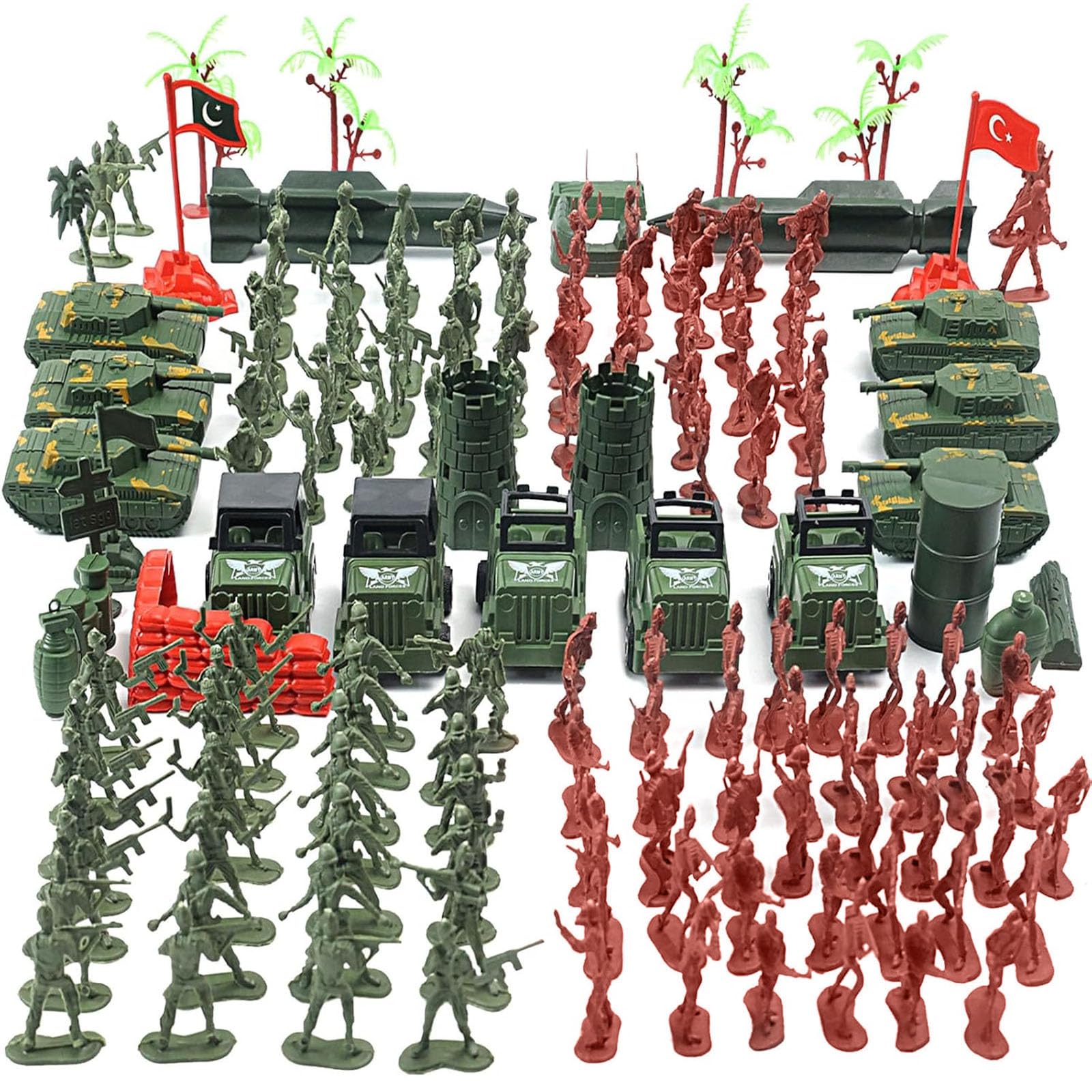 AMOR PRESENT 277 PCS Army Men Military Playset, Army Men Toys for Boys 8-12, Military Soldier Playset Plastic Toy Soldiers Figures and Accessories with Handbag, Christmas Stockings Gift for Kid
