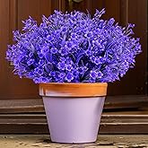 ICEROYCE 12 Bundles Artificial Flowers Fake Bouquets for Outdoor Planters, UV Resistant Faux Floral, Realistic Purple Flowers for Home Garden, Porch Decor