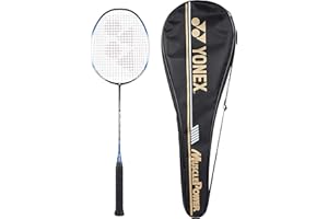 YONEX Muscle Power 22LT Carbon Graphite Strung Badminton Racket with Full Racket Cover (Black/Blue) | for Intermediate Players | 83 Grams | Maximum String Tension - 30lbs