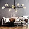 KoKo&Yukina 9-Lights Sputnik Chandeliers Mid Century Modern Black and Gold Chandelier Sputnik Light Fixture Crystal Branch Chandelier for Dining Room Bedroom Living Room (9 x Warm White Bulb Incl.)