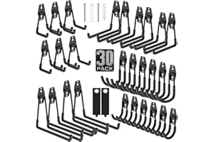 Cpais Garage Hooks with Anti-Slip Coating,Heavy Duty Wall Mount Storage Hooks for Hanging Bike,Hose,Ladder,Yard,Garden Tools (30 Pack Black)