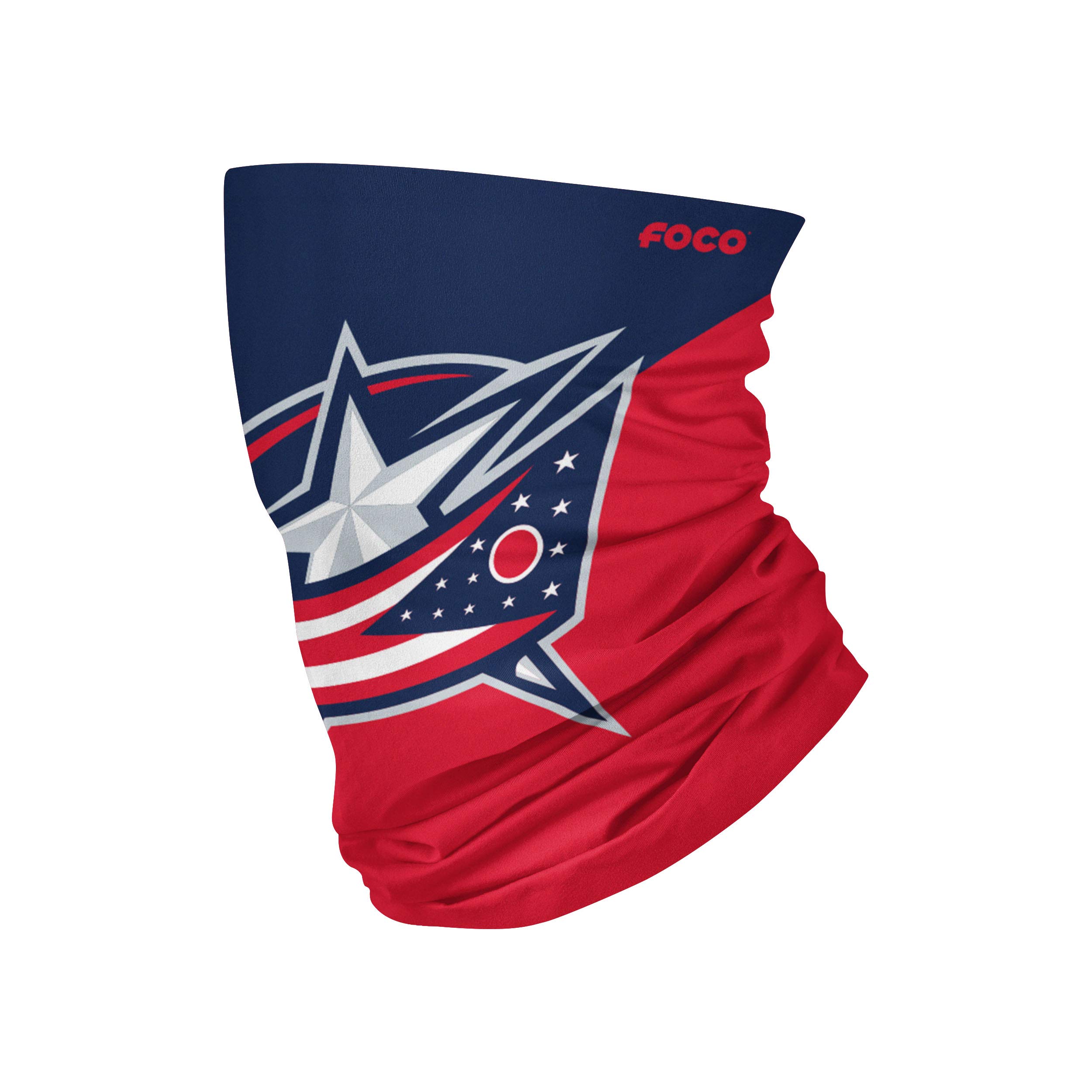 FOCO Columbus Blue Jackets Nhl Colour Block Big Logo Gaiter Scarf Forever Collectibles - One-Size