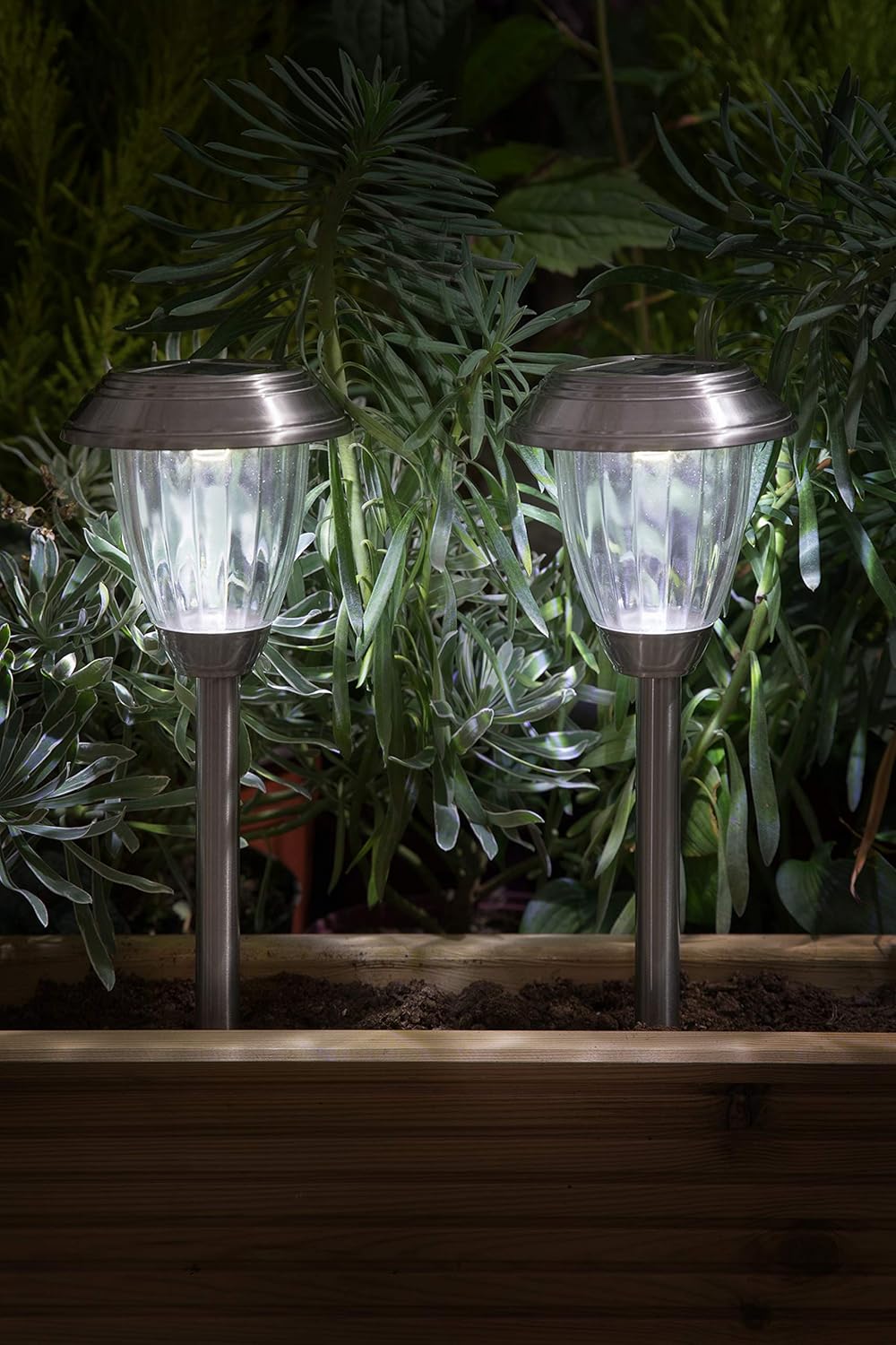 Noma Solar Stainless Steel Bollard Lantern Border Light With White LED 