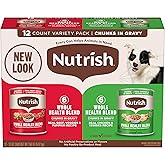 Nutrish Whole Health Blend Chunks in Gravy Variety Pack Wet Dog Food, 13 oz. Can, 12 Count (Rachael Ray)