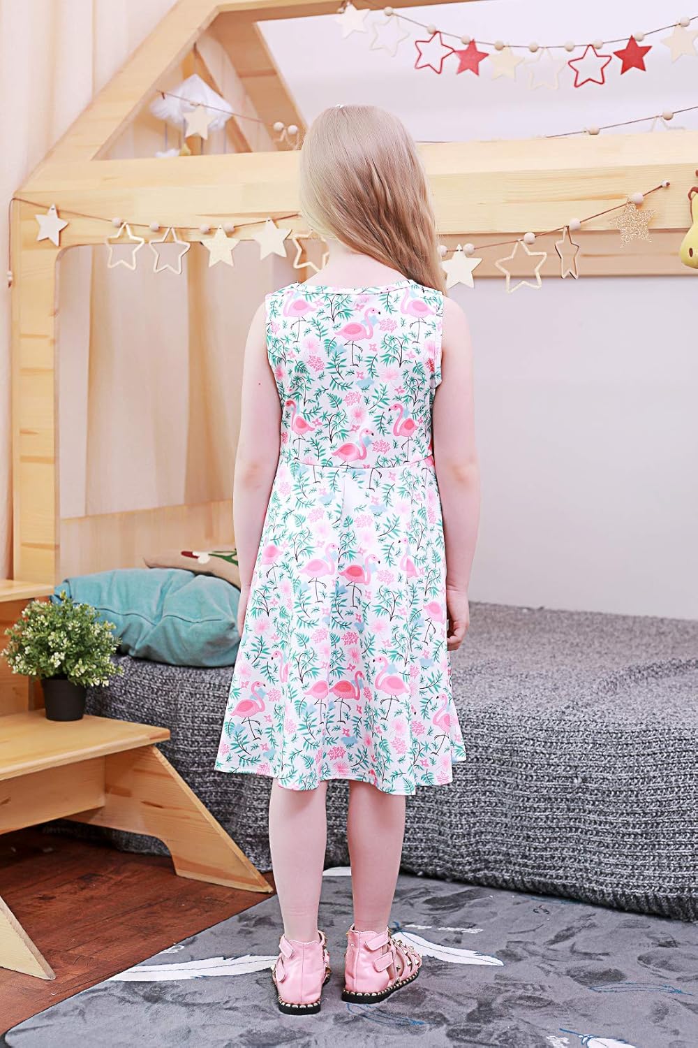 Ahegao Girl's Floral Sleeveless Dresses Kids One Piece Sundress for Casual School 4-13 Years Old: Clothing