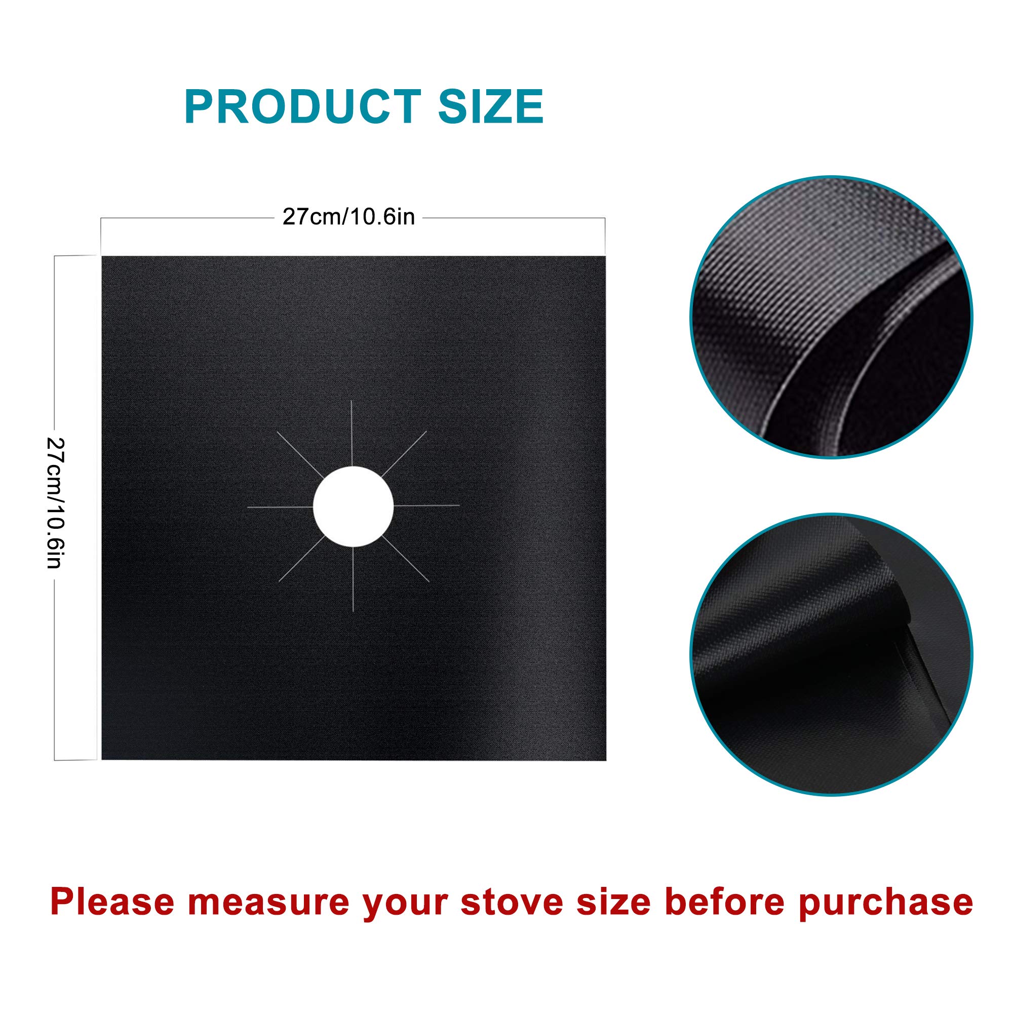 B. SHINE Stove Burner Covers - Reusable Gas Stove Burner Liners Gas Range Protectors, Keep Your Gas Stovetop Clean, Size 10.6”x 10.6”, 8 Pack