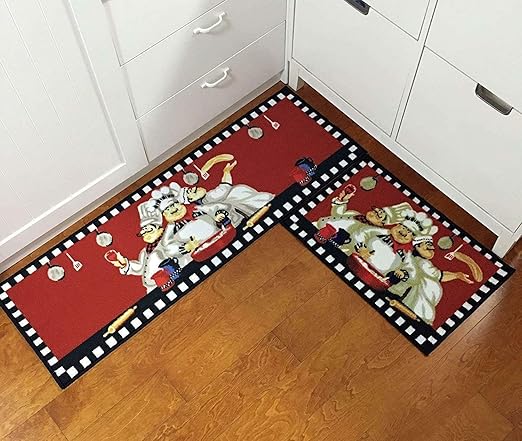 THE RAISE 2 Pieces,Fat Chefs Kitchen Floor Mats Runner Rug Set,Kitchen Area Rug