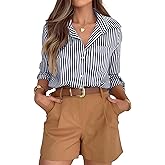 hearain Super Soft Striped Button Down Shirts for Women Dress Shirts Long Sleeve Casual Collared Work Shirt with Pocket
