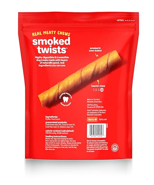 HARTZ OINKIES SMOKED TWISTS WITH NATURALLY SMOKED PORK RAWHIDE-FREE DOG TREATS, HIGHLY DIGESTIBLE LONG LASTING DOG CHEWS, 40 COUNT