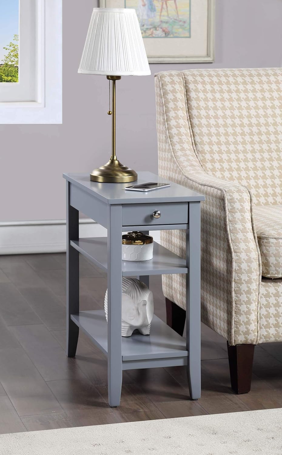Convenience Concepts American Heritage Three Tier End Table with Drawer, Espresso: Furniture & Decor