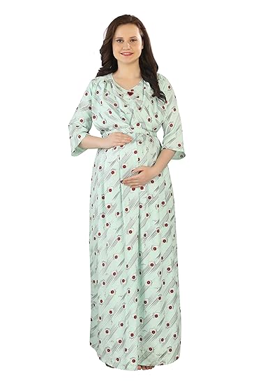 Womens Printed Long Maternity Nightdress