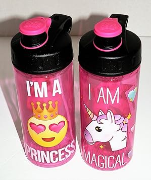 Amazon Co Jp 2ピンクプラスチック水ボトル絵文字 I M A Princess Unicorn Magical Carryループbpaフリー16oz スポーツ アウトドア