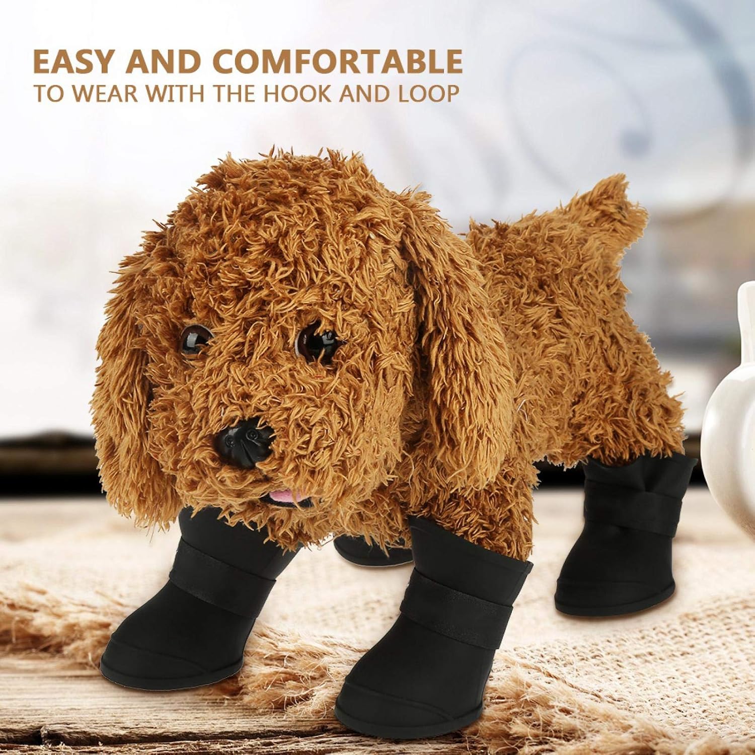 Waterproof Pet Boots, Dog Protection Rain Snow Dog Shoes, Anti-Slip Silicone Dog Boots for Small Medium Dogs Cats Puppy(Black-L) - Image 3