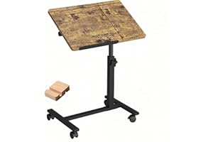 JXINONT Over Bed Table Medical Overbed Table with Wheels Adjustable Height Bed Desk Rolling Desk, Yellow