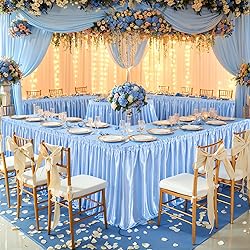 14ft Length Glitter Blue Table Skirt Rectangle