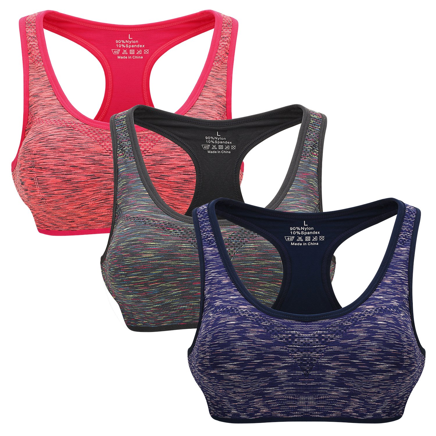 CARETOO Women Sports Bras Racerback Padded Seamless Medium Support Activewear
