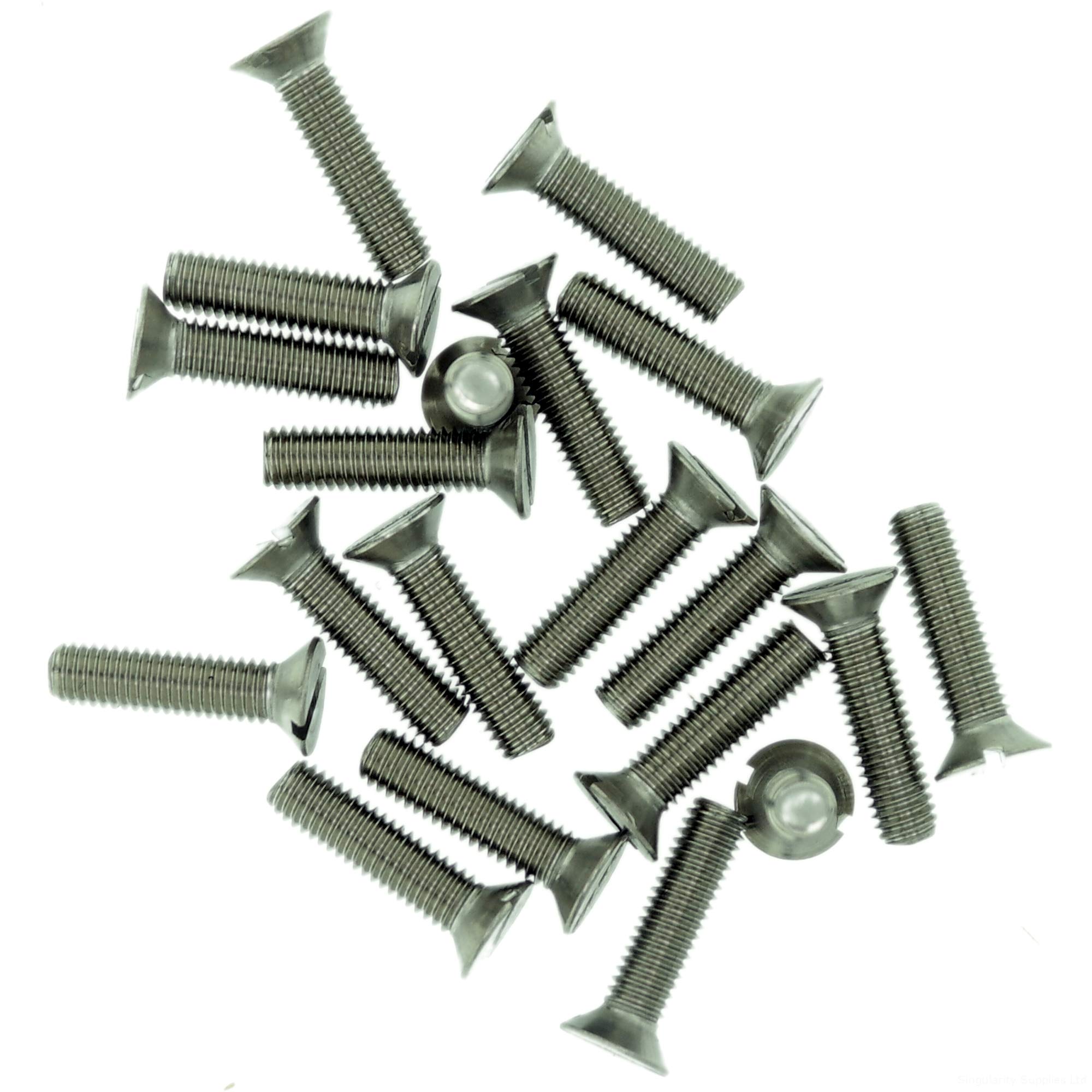 M6 (6mm x 12mm) Slot Countersunk Machine Screw (Bolt) - Stainless Steel (A2) (Pack of 20)