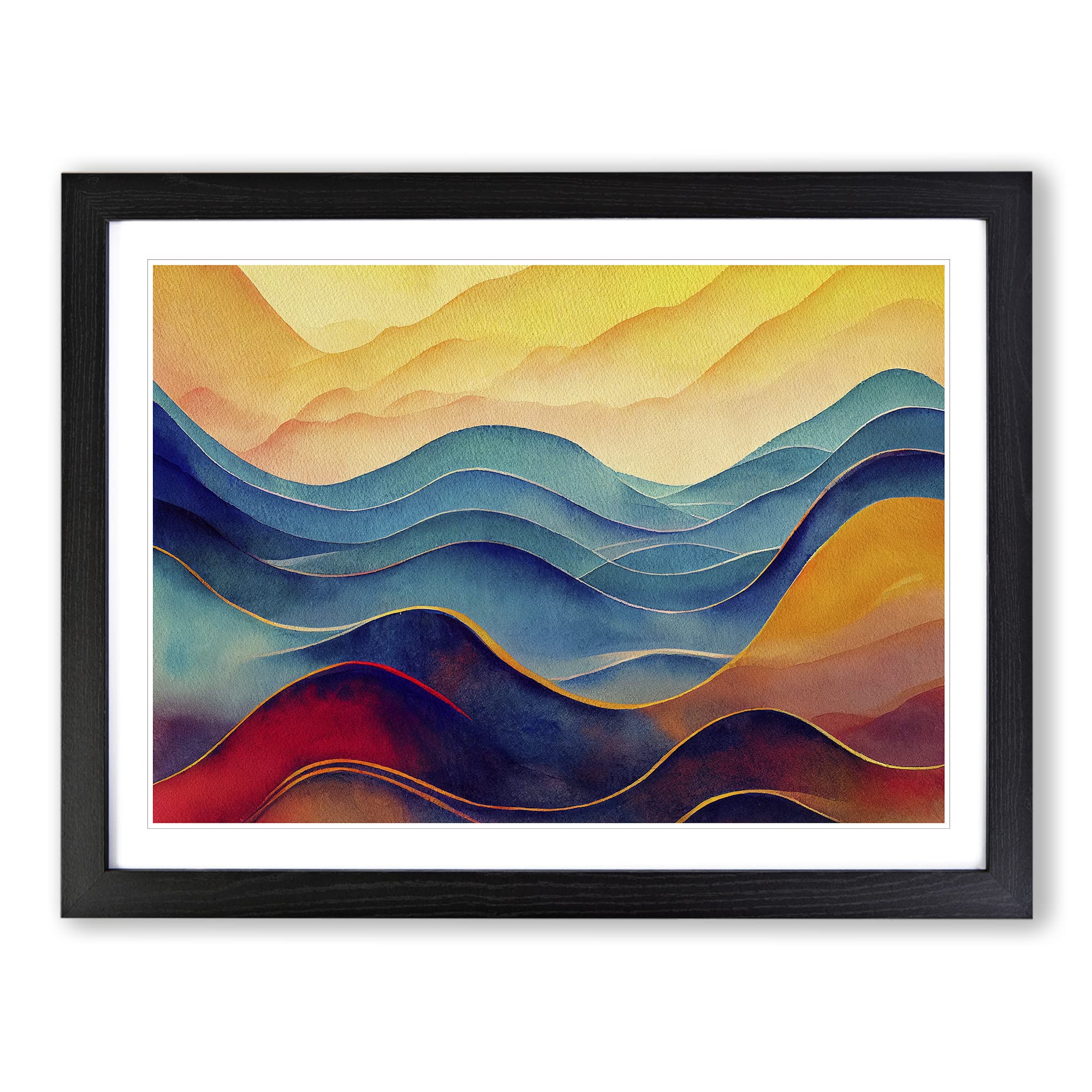 Watercolour Soundwave Art Vol.4 Abstract Framed Print | A3 Black Framed Wall Art | Ready to Hang | Abstract Historical Picture | Living Room Bedroom Lounge Office