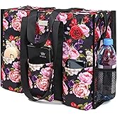 TOPDesign Utility Water Resistant Tote Bag with 13 Pockets, Top Zipper Closure & Thick Bottom Support, for Working Women