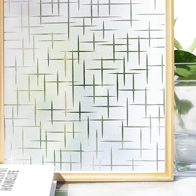 Homein Window Film Privacy Frosted Cross Pattern 60x400 cm No Glue