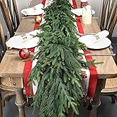Artgar 12Ft (2 * 6ft) Christmas Pine Garland, 2 Pcs Real Touch Pine Garland, Artificial Realistic Greenery Garlands for Mantle Table Stair Window Porch Indoor Outdoor Winter Xmas Holiday Decorations