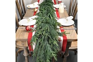 Artgar 12Ft (2 * 6ft) Christmas Pine Garland, 2 Pcs Real Touch Pine Garland, Artificial Realistic Greenery Garlands for Mantle Table Stair Window Porch Indoor Outdoor Winter Xmas Holiday Decorations