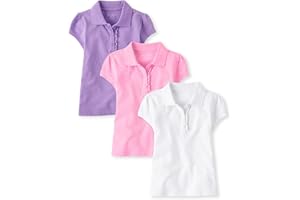 The Children's Place Girls' Short Sleeve Ruffle Pique Polo, 3 Pack