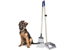 Spotty Wood Handle Pooper Scooper Durable Solid Metal Poop Tray with Rake 36.75" Long Handled Scoop | Great for Large or Small Dogs | No Assembly Required | Better for The Environment Than Plastic