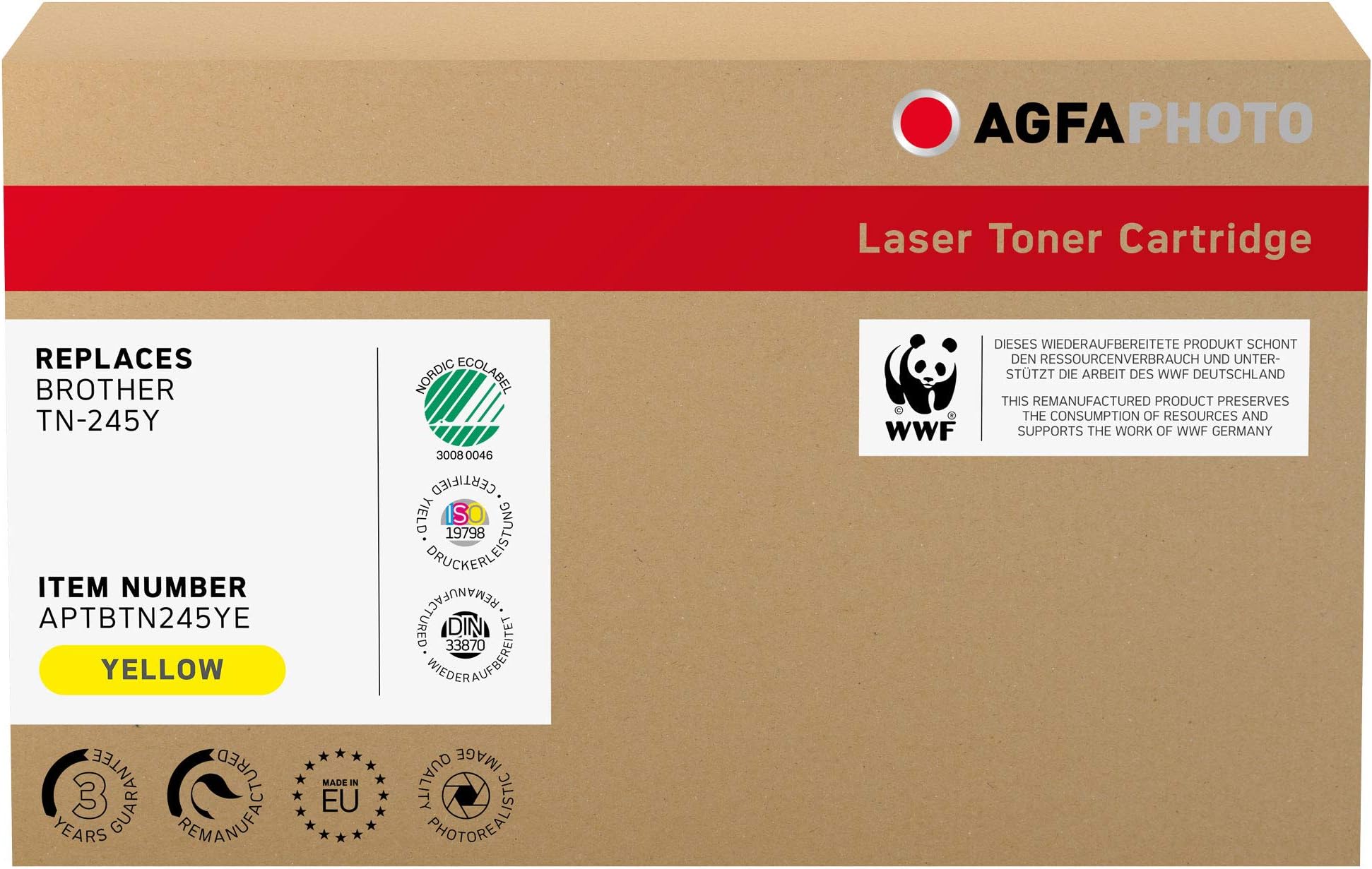 AgfaPhoto Toner Yellow (Replaces TN 245Y), APTBTN245YE ((Replaces TN 245Y) Pages 2.200 71 g.)