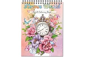 Jadeso Adult Coloring Book - 30 Unique Flowers Patterns and Designs, Spiral Bound Coloring Book for Adults Relaxation and Str