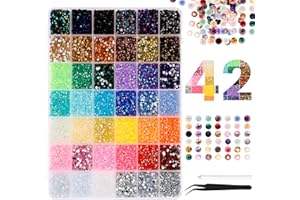 42 Colors Bedazzling Kit, 32000Pcs Resin Jelly Rhinestones for Bedazzling, 3mm Flatback Gems for Crafting, Bedazzle Kit w 2 T