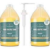 WHOLENATURALS Pure Castile Soap Liquid, EWG Verified & Certified Palm Oil Free Unscented, Natural, Mild & Gentle Non-gmo & Vegan - Organic Body Wash, Laundry, Pet/Dog and Baby Soap -Pack of 2 w/pump