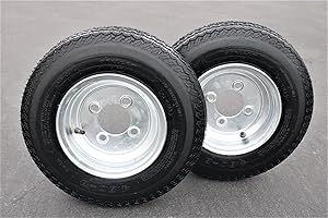 Antego Tire and Wheel (Set of 2) 4.80-8 Tire and Wheel Assemblies, Galvanized 4 Lug Trailer Tires and Wheels, 6 Ply, Load Ran