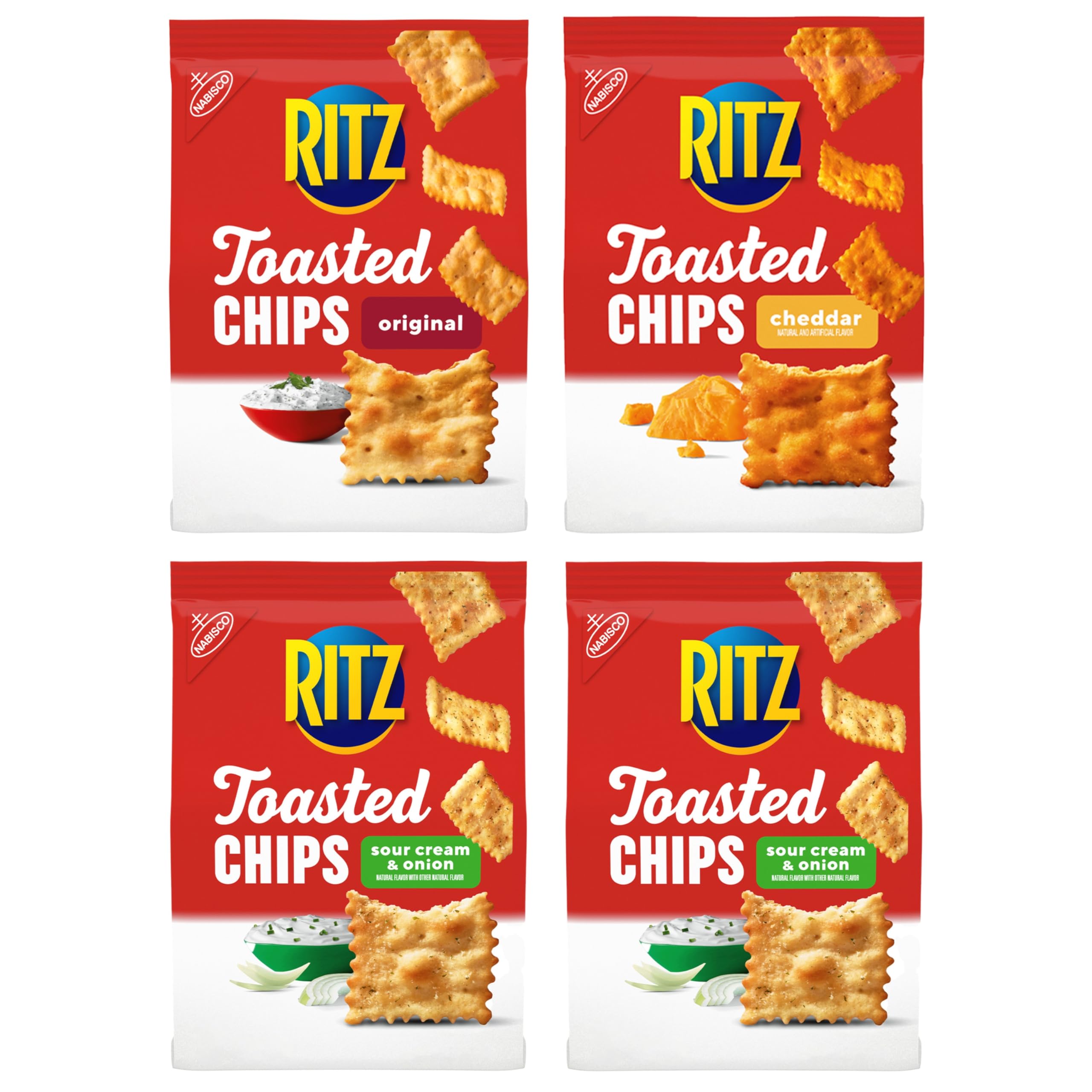 Mini Ritz Toasted Chips RITZ Toasted Chips Variety Pack with Cheddar, Sour Cream and Onion, and ...