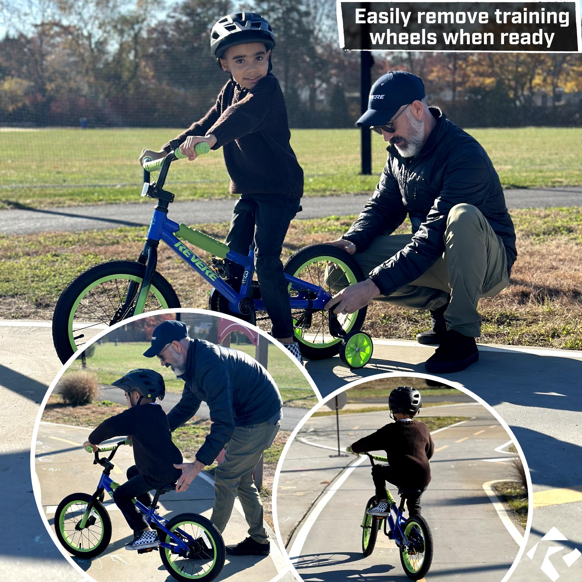 Revere16 Freestyle BMX Kids Bike for Boys and Girls. Lightweight Aluminum Frame and Fork. Tool-Less Quick Release Training Wheels. Easy to Ride! (Oil Slick)