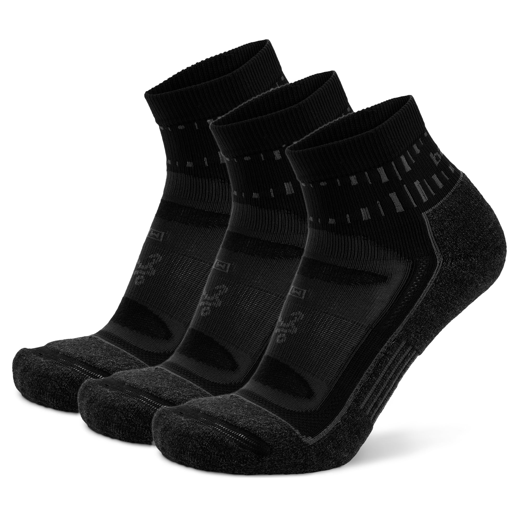 Balega Blister Resist Performance Quarter Calcetines deportivos para correr para hombres y mujeres (3 pares), grande, gris/azul