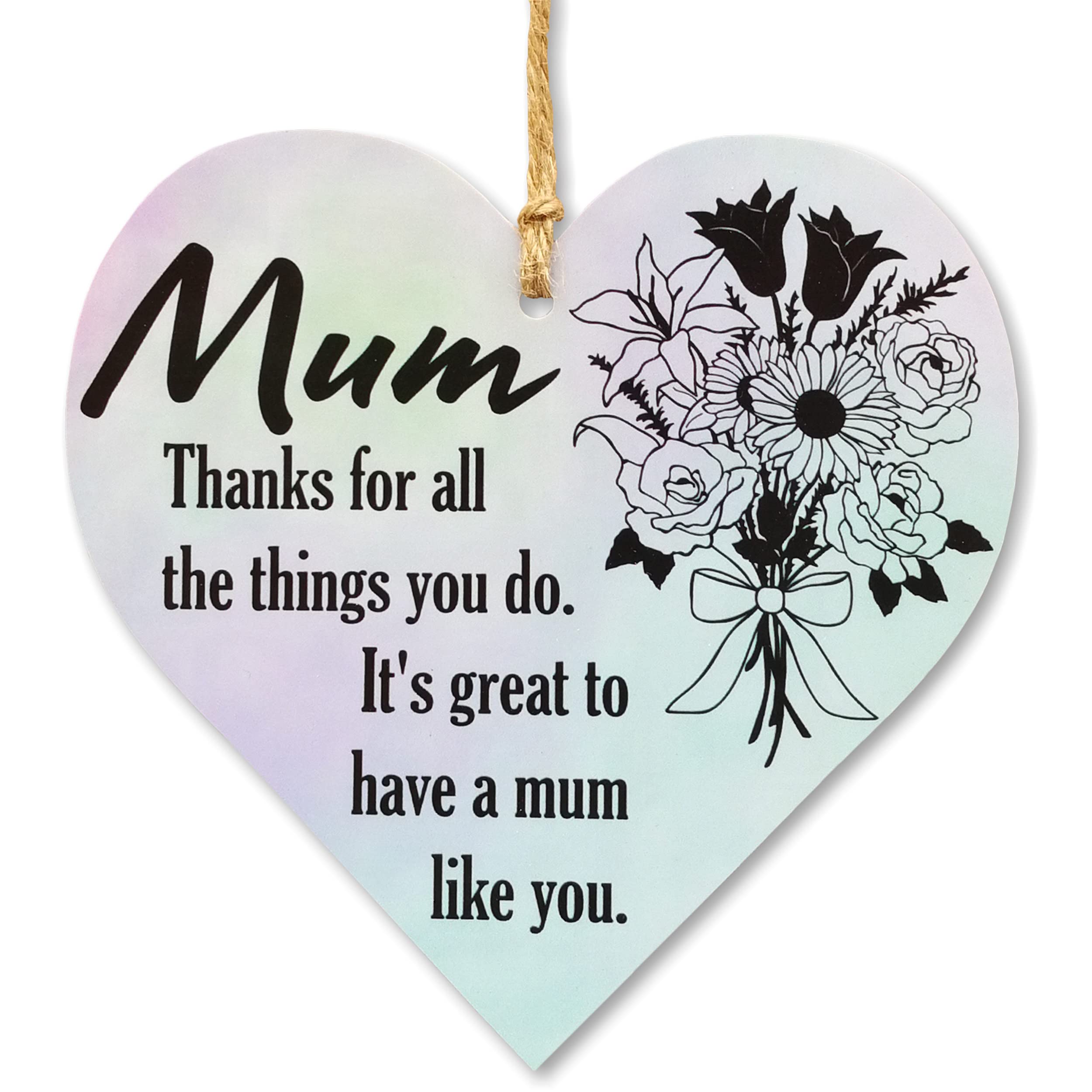 CARISPIBET Mum thanks for all the things you do | house decoration sign living room decor bedroom hanging ornament 5" x 5"