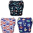Babygoal Baby Boy Swim Diapers 3 Pack for 8M-3T Babies and Toddlers, Reusable Adjustable Washable for Swimming Lessons-Crab,Fish
