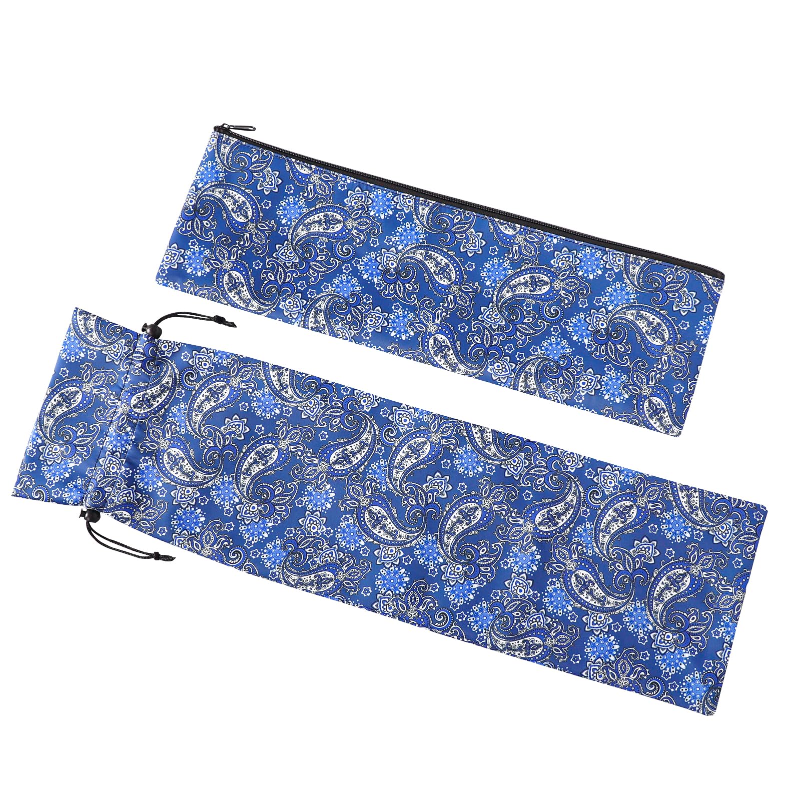 Photo 1 of GUSTARIA Empty Mahjong Bag, with Protective Sleeve for Mahjong Racks and Pushers, Blue Printed American Mahjong Tiles Bag and Mahjong Pusher Drawstring Bag (Case Only)