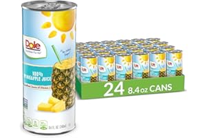 Dole 100% Pineapple Juice, 100% Fruit Juice with Added Vitamin C, 8.4 Fl Oz Cans, 24 Total Cans