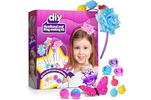 Heroange Headband Making Kit for Girls, Arts and Crafts for Kids Ages 5-7, DIY Hair Accessories Set for Girls Toys 8-12, Made Your Own 10 Fashion Headbands, Christmas Birthday Gifts