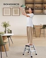 SONGMICS 2 Step Aluminium Ladder 150 kg Load Capacity Foldable Lightweight view 2