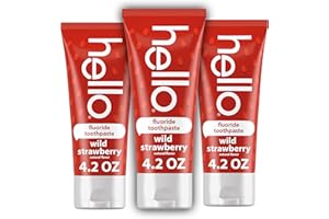 hello Wild Strawberry Kids Toothpaste with Fluoride, Strawberry Toothpaste for Kids, Safe for Ages 2 and Up, Helps Prevent Cavities, Strengthen Enamel, and Polishes Teeth, ADA Approved, 3 Pack, 4.2 Oz