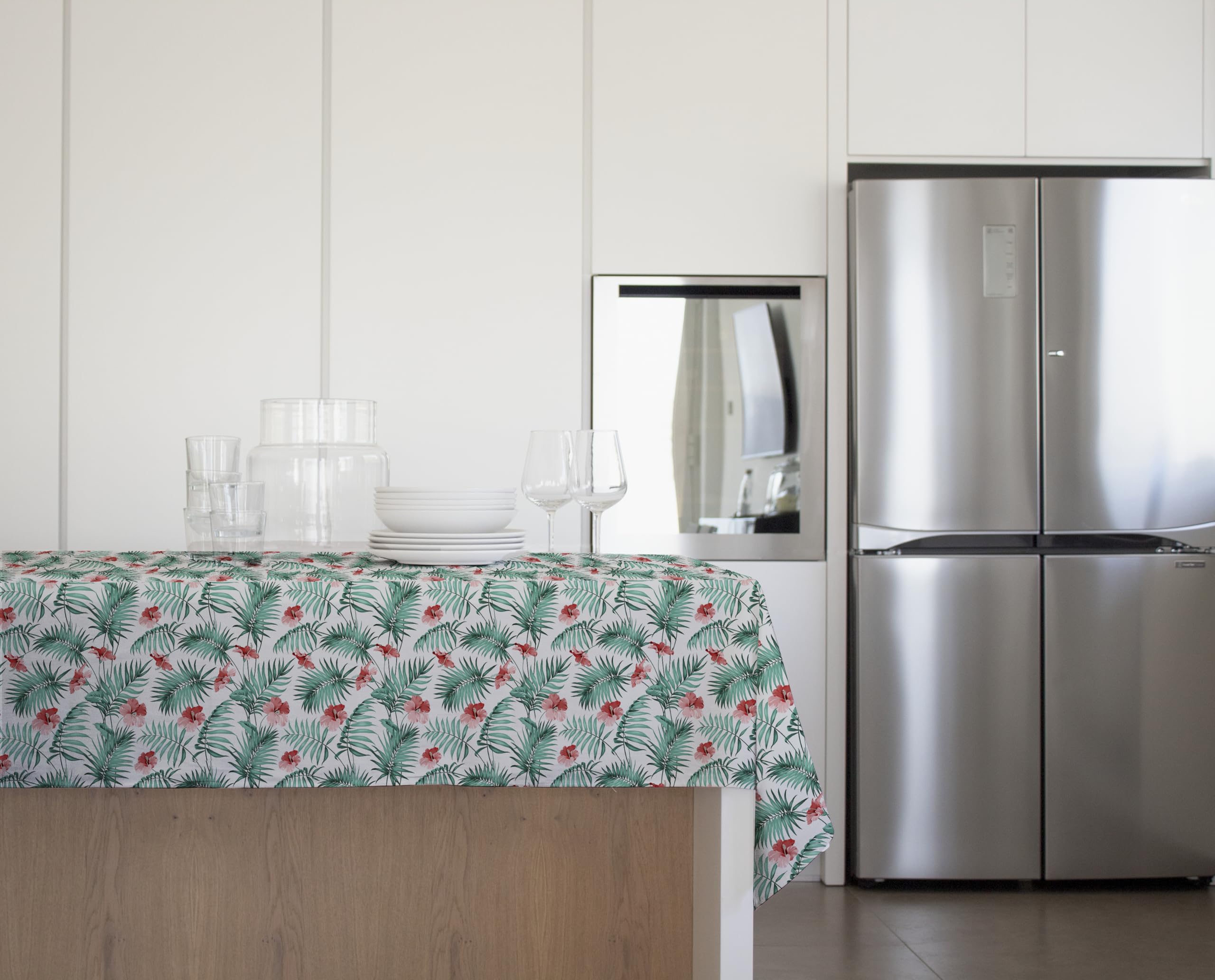 GEMITEX Tradition Tablecloth - Plush, Waxed, Waterproof and Stain Resistant, Decoration 4145 Jungle Orchid Design, Ideal for Rectangular Tables for 6/8 People, 140 x 180 cm, Made in Italy, Finished