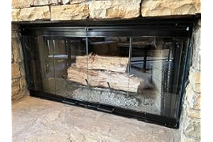 CACULE Fireplace Glass Doors for Marco Fireplace (Black Finish)