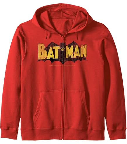 Amazon.com: DC Comics Batman Distressed Logo Zip Hoodie : Clothing